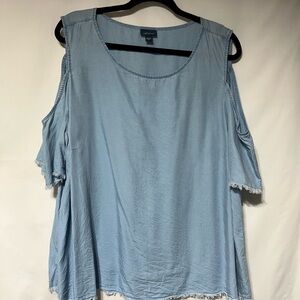 J. Jill Sky‎ Blue Open Shoulder Blouse